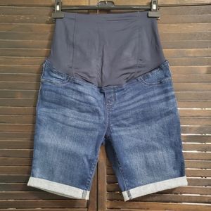 Isabel Maternity Cuffed Denim Bermuda Shorts